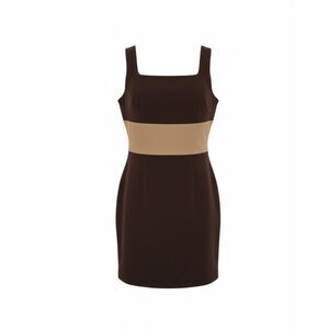 La Belle Square Neck Stretch Sleeveless Mini Sheath Dress Brown Size 7